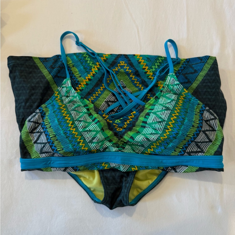 Prana Blue and Green Women's Tankini Swim Set - Picture 5 of 5